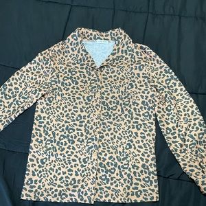 Cheetah Print Button Down Top